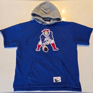 Mitchell & Ness NFL New England Patriots Short Sleeve Hoodie Mens Size XL Blue